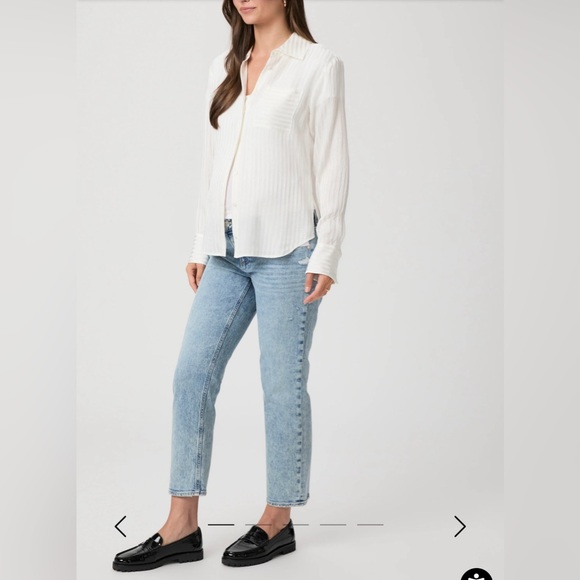 PAIGE Noella Maternity Straight Leg Jean - Liza Medium/Light Wash - Size 24 - Picture 4 of 15